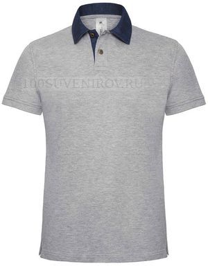 Фото Удобная мужская рубашка поло DNM FORWARD серый меланж/синий джинс, размер M
