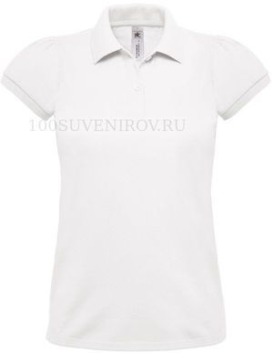 Фото Хорошая женская рубашка поло HEAVYMILL белая с полноцветом, размер XL