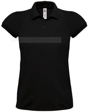 Фото Красивая женская рубашка поло HEAVYMILL черная для шелкографии, размер S