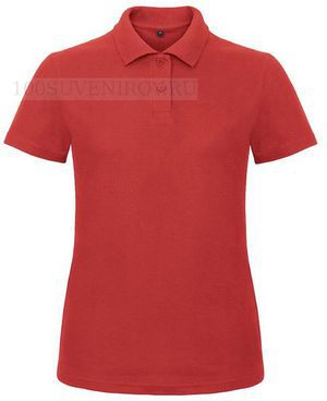 Фото Удобная женская рубашка поло ID.001 красная для вышивки, размер XS