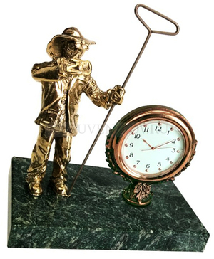 Фото Латунный настольный прибор с часами "МЕТАЛЛУРГ"