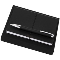 Подарочный набор: блокнот А6, ручка шариковая, черный, серебристый