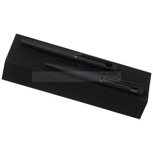 Фото Подарочный набор: ручка шариковая, ручка роллер «Hugo Boss» (темно-синий)