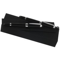 Подарочный набор: ручка перьевая, ручка роллер, черный, серебристый
