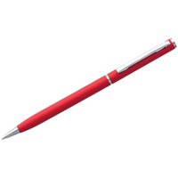 Ручка шариковая красная из металла Hotel Chrome, ver.2
