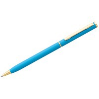 Ручка шариковая голубая из металла Hotel Gold, ver.2