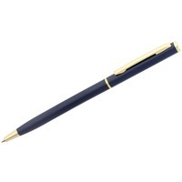 Ручка шариковая синяя из металла Hotel Gold, ver.2