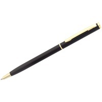 Ручка шариковая черная из металла Hotel Gold, ver.2