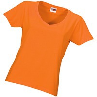Футболка женская оранжевая из хлопка HEAVY SUPER CLUB с V-образным вырезом, L