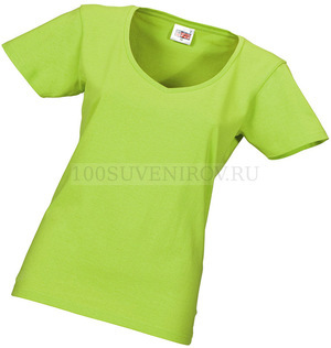 Фото Женская футболка зеленая из хлопка HEAVY SUPER CLUB с V-образным вырезом, размер L