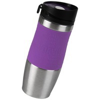 Термокружка вакуумная фиолетовая из металла "УДАЧА SILVER", 400 мл, металл/силикон