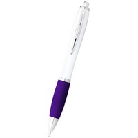 Ручка пластиковая шариковая "Nash", белый/пурпурный/серебристый