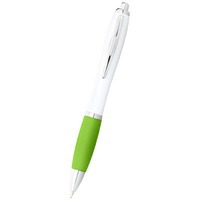 Ручка пластиковая шариковая "Nash", белый/лайм/серебристый