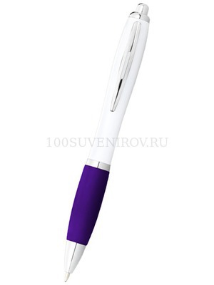 Фото Ручка пластиковая шариковая "Nash" (белый, пурпурный, серебристый)