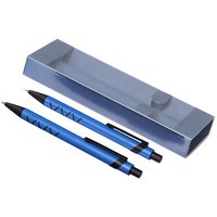 Стильный сине-черный канцелярский набор JUPITER: ручка и карандаш в подарочной коробке