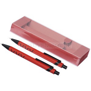 Фото Стильный красно-черный канцелярский набор Jupiter: ручка и карандаш в подарочной коробке