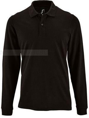 Фото Мужская рубашка поло черная с длинным рукавом PERFECT LSL MEN, размер S
