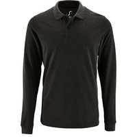 Рубашка поло мужская черная меланж с длинным рукавом PERFECT LSL MEN, 3XL
