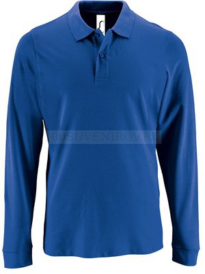 Фото Мужская рубашка поло ярко-синяя с длинным рукавом PERFECT LSL MEN, размер 3XL