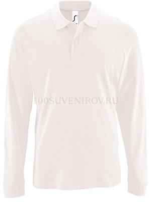 Фото Мужская рубашка поло белая с длинным рукавом PERFECT LSL MEN, размер XL