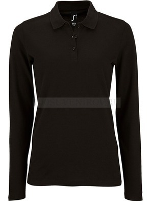 Фото Рубашка поло женская с длинным рукавом PERFECT LSL WOMEN, черная S «Sols»