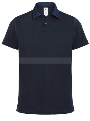 Фото Крутая мужская рубашка поло DNM FORWARD темно-синяя/джинс, размер XL