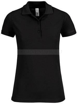 Фото Именная женская рубашка поло SAFRAN TIMELESS черная, размер XL