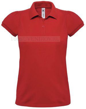 Фото Практичная женская рубашка поло HEAVYMILL красная с вышивкой, размер S