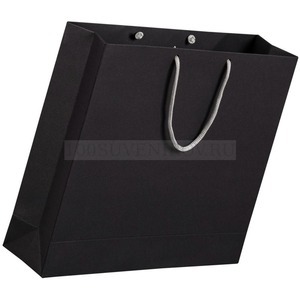 Фото Современный подарочный пакет черный с шелкографией