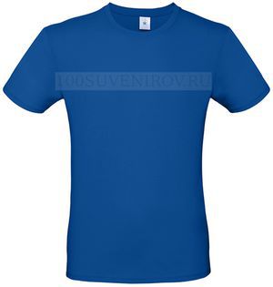 Фото Недорогая футболка E150 ярко-синяя с шелкографией, размер S