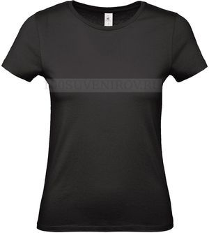 Фото Недорогая женская футболка E150 черная XXL с шелкографией