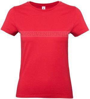 Фото Недорогая женская футболка E190 красная для вышивки, размер M