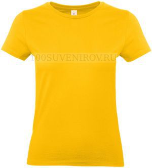 Фото Фирменная женская футболка E190 желтая с вышивкой, размер L