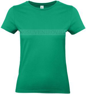 Фото Модная женская футболка E190 зеленая под шелкографию, размер M