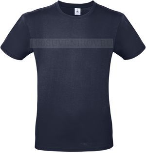 Фото Красивая футболка E150 темно-синяя с шелкографией, размер S