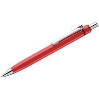 Ручка красная из металла ическая шариковая шестигранная SIX