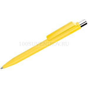 Фото Желтая ручка из пластика овая шариковая ON TOP SI GUM soft-touch