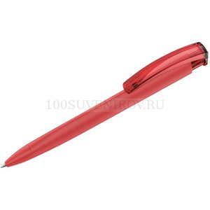 Фото Красная ручка из пластика овая шариковая трехгранная TRINITY K transparent GUM soft-touch