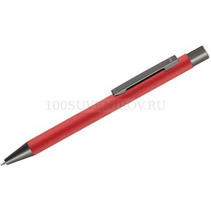 Фото Красная ручка из металла ическая шариковая STRIGHT GUM soft-touch с зеркальной гравировкой