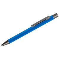 Ручка синяя из металла ическая шариковая STRIGHT GUM soft-touch с зеркальной гравировкой