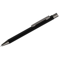 Ручка черная из металла ическая шариковая STRIGHT GUM soft-touch с зеркальной гравировкой