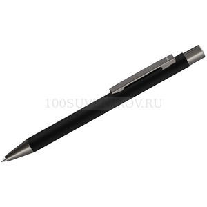 Фото Черная ручка из металла ическая шариковая STRIGHT GUM soft-touch с зеркальной гравировкой