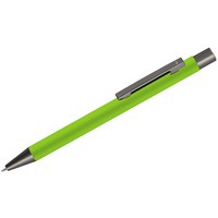 Ручка зеленая из металла ическая шариковая STRIGHT GUM soft-touch с зеркальной гравировкой