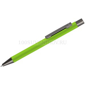 Фото Зеленая ручка из металла ическая шариковая STRIGHT GUM soft-touch с зеркальной гравировкой