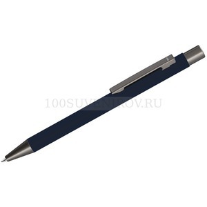Фото Темно-синяя ручка из металла ическая шариковая STRIGHT GUM soft-touch с зеркальной гравировкой