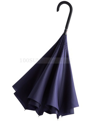 Фото Темно-синий зонт наоборот UNIT STYLE, трость