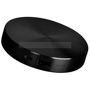 Фото Универсальное зарядное устройство "UFO" (6000mAh) в подарочной коробке, черный,8,6х1,5 см,металл