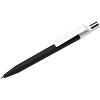 Ручка шариковая DOT, черный корпус/белый клип, soft touch покрытие, пластик