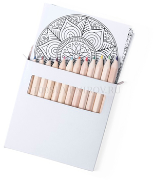 Фото Набор цветных карандашей с раскрасками BOLTEX, 9х9х1см, бумага, дерево, картон (белый)