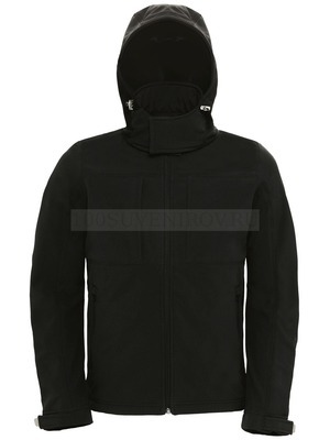 Фото Элитная мужская куртка HOODED SOFTSHELL черная для вышивки, размер S